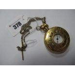 An Antique Style Half Hunter Pocketwatch, the dial signed "Leda"; together with a curb link Albert