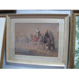 J. A. Benwell Watercolour, desert scene with camels and figures, 38 x 51cm, signed lower left.