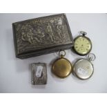 A Collapsible Cup Contained in a Hunter Pocketwatch Style Case, stamped "Patent E.J.T. No. 15061",