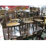 A XIX Century Set of Five Ash and Elm Country Chairs, with rectangular bar backs, rail supports,