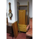 A Circa 1970's Teak Bookcase/Storage Unit, with gold painted metal ladder uprights and bar