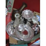 A Collection of Assorted Plated Ware, including three piece teaset, condiment stand, swing handled