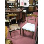 A Pair of Early XIX Century Rosewood Bar Back Dining Chairs, on reeded legs.