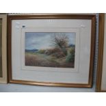 A. Wassall, Ploughed Field with Distant Mountains, watercolour, 23 x 33cm, signed lower right.