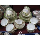 Roslyn Cream, Green and Gilt Tea Ware, circa 1920's, of forty pieces:- One Tray