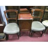 A Pair of Victorian Mahogany Dining Chairs, shaped bar back, stuff over bow fronted seat, on ring