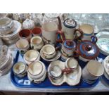 Devon Motto Ware Pottery, including teapots, tankards, hors d'oeuvres:- One Tray