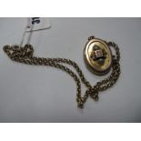 A 9ct Gold Belcher Link Chain, of uniform design, suspending an earlier oval locket pendant, with