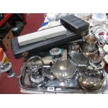 A Needham Baby Plate, cased cutlery, other plated ware:- One Tray