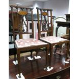 A Pair of Edwardian Inlaid Mahogany Salon Chairs, with pierced centre splats.