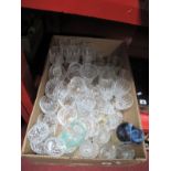 A Doulton Spill Vase, Caithness vases, cut and moulded drinking glasses, etc:- One Box