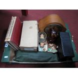 A Mantel Clock, Ultraview binoculars, lawn green bowls, Remploy protection kit, Pendelfin, etc:- One