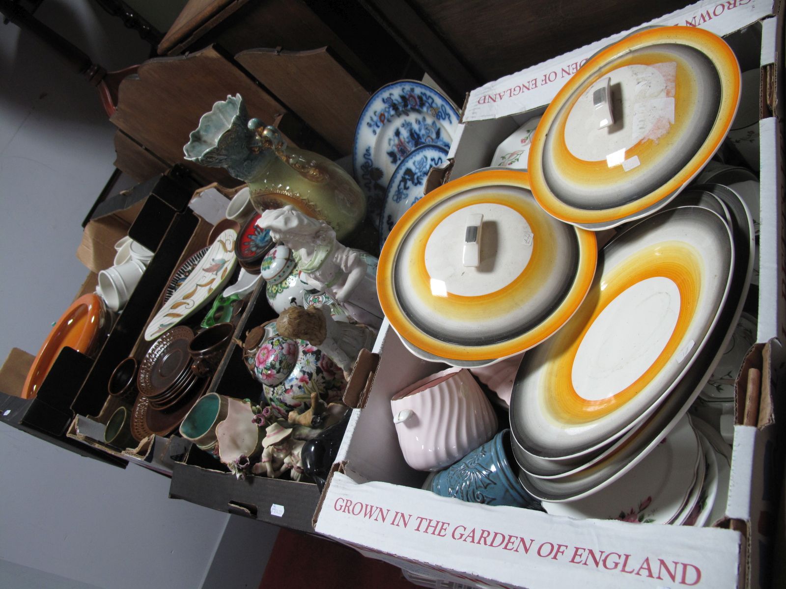 Wedgwood Table Wares, Devon lustre bowl, China and pottery tea and dinner wares (three boxes);