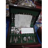 A Canteen of Roberts & Belk 'Dubarry' Pattern Plated Cutlery, in original fitted case.