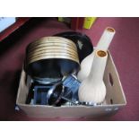 A Pair of Modern Pottery Bottle Vases, boxes, mirror, etc:- One Box