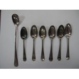 A Set of Six Part Hallmarked Silver Shell Back Coffee Spoons, stamped makers mark I. M., together