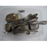 A Hallmarked Silver Handled Button Hook and Shoe Horn, pickle fork, knife, hallmarked silver and