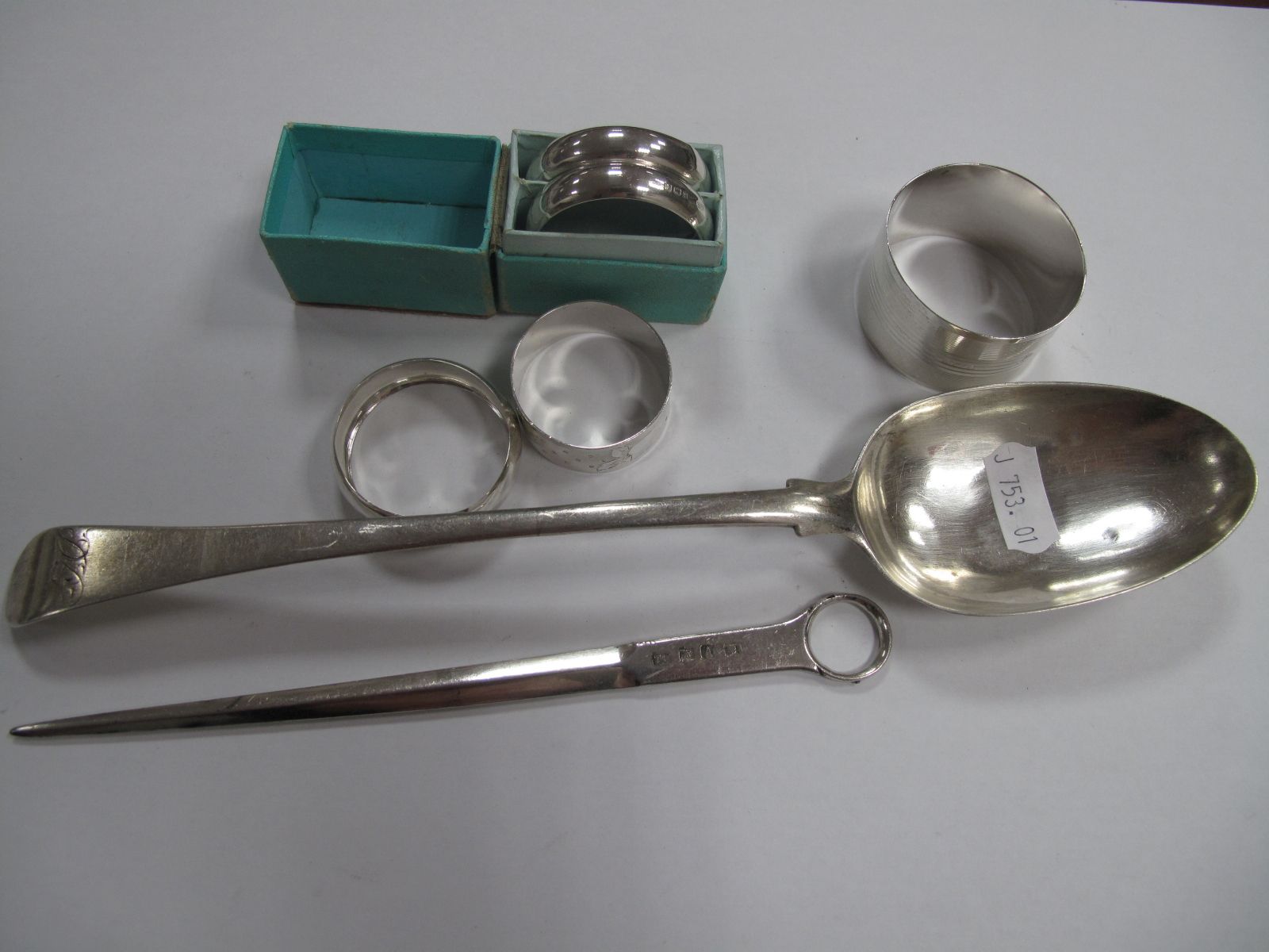 A Georgian Hallmarked Silver Old English Pattern Basting Spoon, (marks indistinct); together with