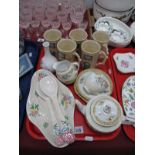 A Maling Dish and Servers, Noritake tea for one set, Sylvac Ceramics cottage mugs, Wedgwood vase:-