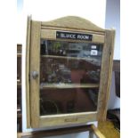 An Oak Washroom Wall Cabinet, circa 1920's with glazed door bearing brass label "The Initial Tower