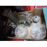 A Tramp Figure, amethyst glass vase, ginger jar, etc:- One Box