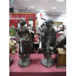 XIX Century Pair of French Bronzed Spelter Figures, "Le Faneur and Le Anemin Du Village".