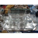 Modern Clear Glass Vases:- One Tray