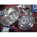 A Plated Punch Bowl and Six Cups, ice bucket, Alpha bottle stand.