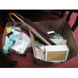 A Quantity of Linens, mats, soap, umbrellas, etc:- Two Boxes