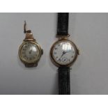 A 9ct Gold Cased Ladies Wristwatch, the white dial with black and red Arabic numerals and seconds