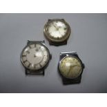 Bentima, Hamlin and Ingersoll Vintage Gent's Wristwatch Heads, (no straps). (3)