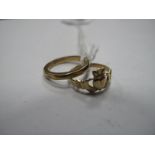 A 9ct Gold Band, together with another ring stamped "375". (2)