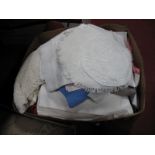 Linen Tablecloths, embroidered tablecloths, doilies, etc:- One Box