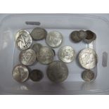 USA Dollars 1921 (NVF) and 1927 (F), a 1942 half dollar, F. Seventeen further USA coins, sometimes