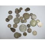 Approximately 110g Mixed Silver Coins, GB and foreign.