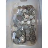 Approximately 122 Silver Threepences, fifteen pre-1947 florins, other silver coins.