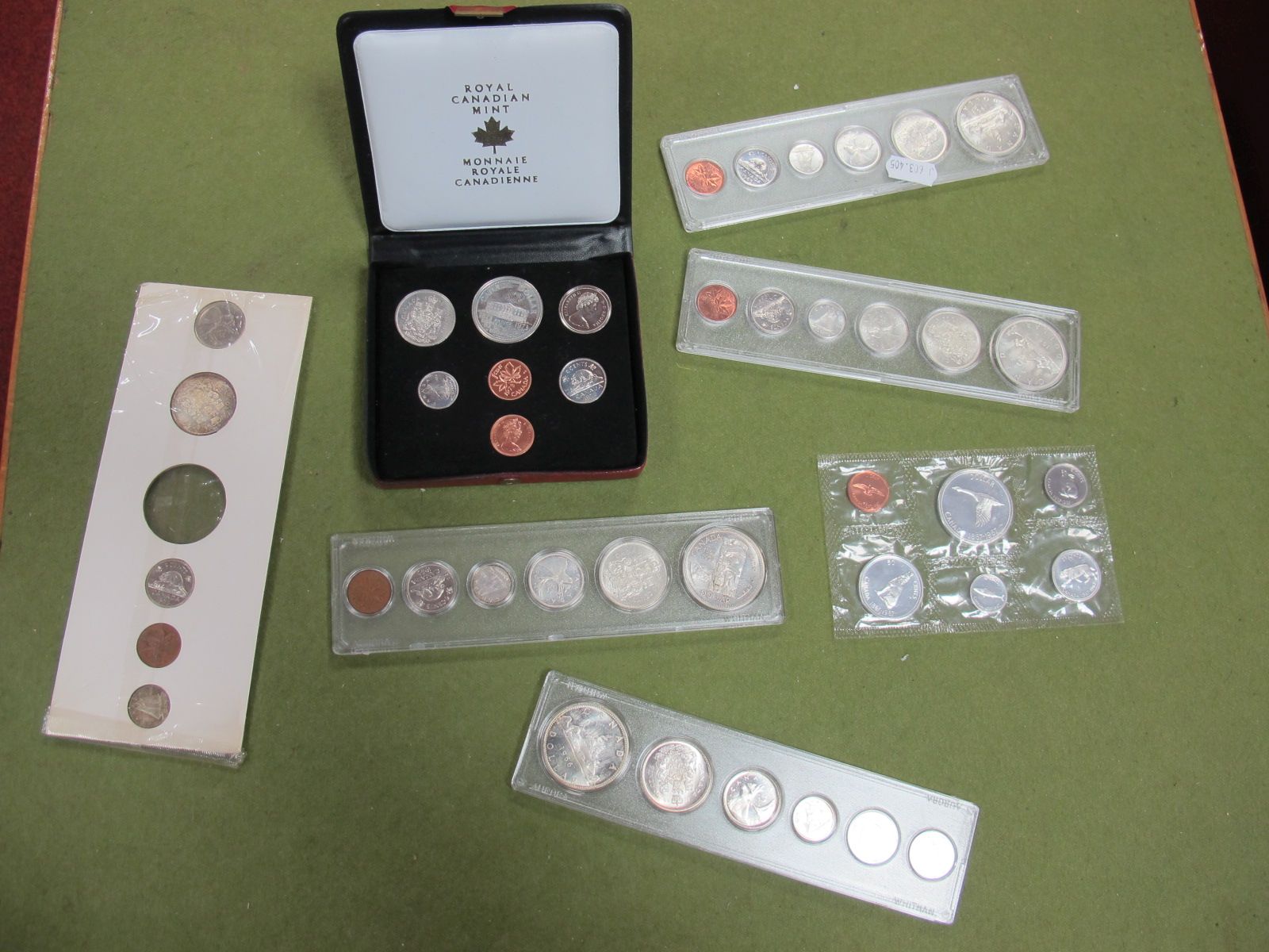 Sets of Canadian Coins for 1965 (Two Sets of This Year), 1966, 1967 and 1973. Two further type