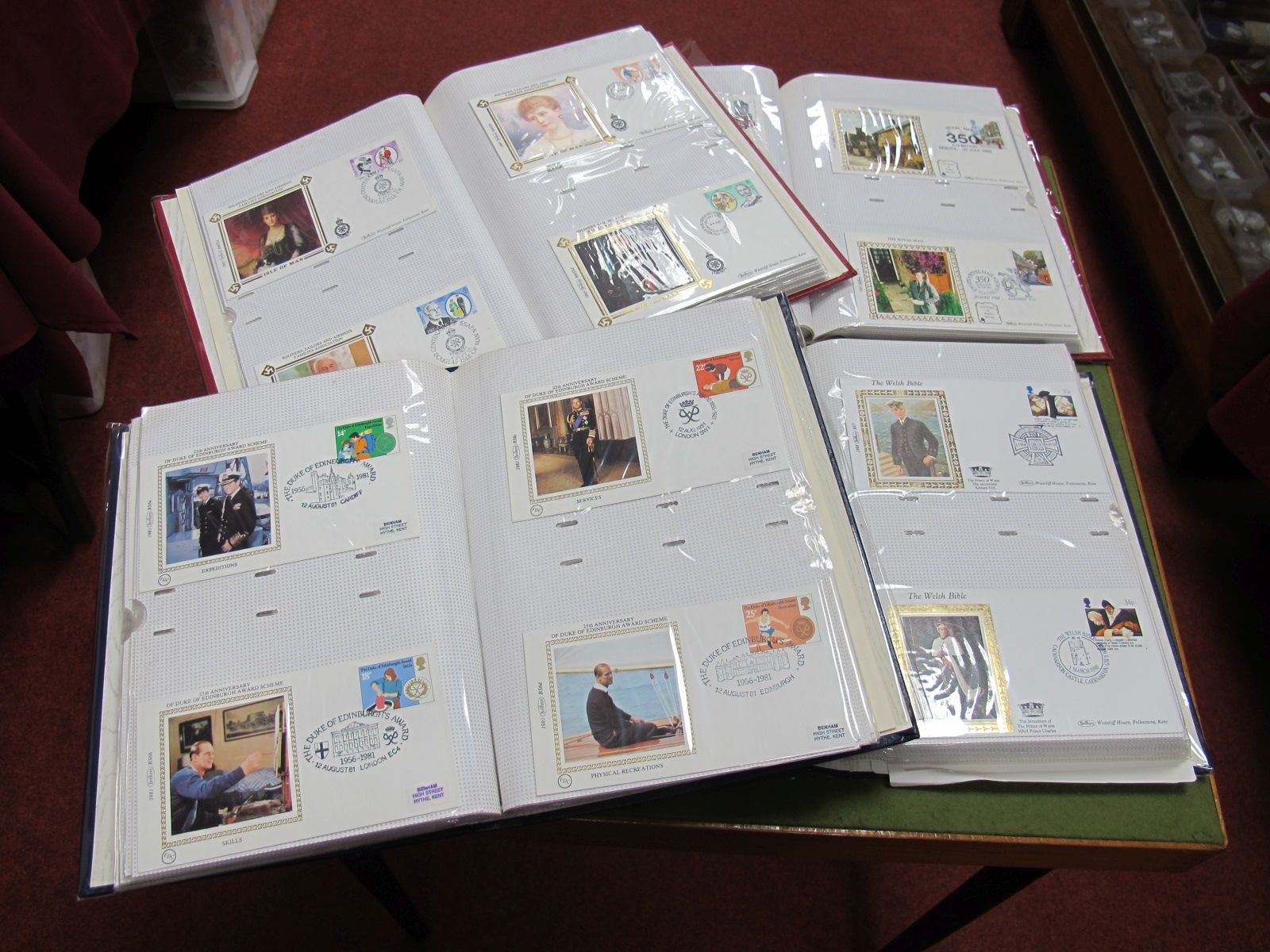 Four Albums of Benham Silk FDC's, mainly G.B 1980's but also Channel Islands and others. Most G.B