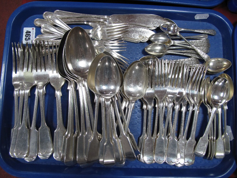 A Part Canteen of Fiddle Pattern Plated Cutlery, etc:- One Tray