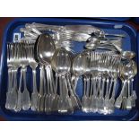A Part Canteen of Fiddle Pattern Plated Cutlery, etc:- One Tray