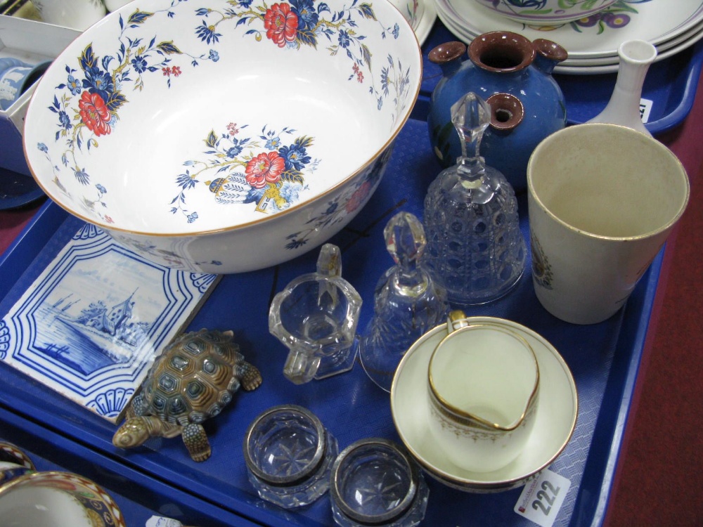 A Staffordshire 'Penang' Bowl, Wedgwood, Delft and other ceramics, glass salts with silver rims,