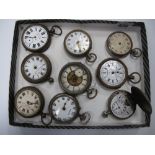 Nine Assorted Pocketwatches, (damages/incomplete), including Hebdomas 8 day, 'Railway Timekeeper',