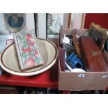 A Mahogany Box, ceramics, picture frames, earthenware mixing bowl, etc.