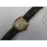 A 9ct Gold Cased Gent's Wristwatch, the Accurist signed dial with Roman numerals and dot markers and