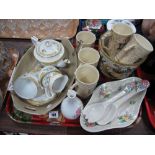 Noritake Tea for One Set, mugs, 'Bread' dish, Maling dish and servers, planter, etc:- One Tray