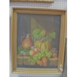 G. Bales Oil on Canvas, still life with ewer and fruit, 45 x 35cm, signed lower right.