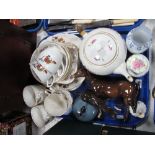 Two Beswick Horses, 1920's tea ware, glass vase, Chodziez teapot, etc:- One Tray