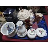 A Royal Cream Ware Sauce Bowl, with pierced lid, condiments, Aynsley Cottage Garden bear with