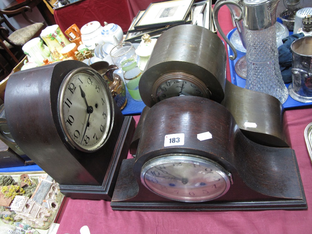 A Wurtemberg Eight Day Mantel Clock, circa 1910, Napoleon hat example, another metal cased with