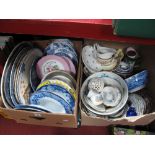 Haddon Blue and White Soups, quantity of plates, tureens, Oxney green bowl, Aynsley jardiniere.